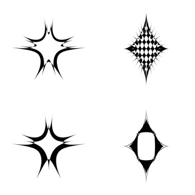 Yıldız patlaması Düz Simgesi Seti Beyaz Arkaplanda İzole Edildi