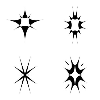 Yıldız patlaması Düz Simgesi Seti Beyaz Arkaplanda İzole Edildi