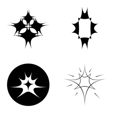 Yıldız patlaması Düz Simgesi Seti Beyaz Arkaplanda İzole Edildi