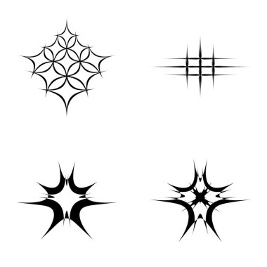 Yıldız patlaması Düz Simgesi Seti Beyaz Arkaplanda İzole Edildi