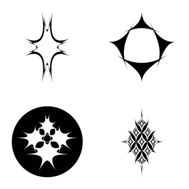 Yıldız patlaması Düz Simgesi Seti Beyaz Arkaplanda İzole Edildi