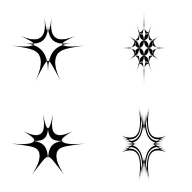 Yıldız patlaması Düz Simgesi Seti Beyaz Arkaplanda İzole Edildi