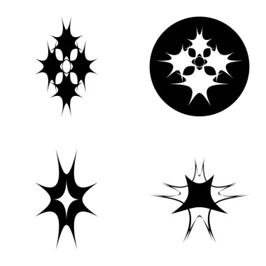 Yıldız patlaması Düz Simgesi Seti Beyaz Arkaplanda İzole Edildi
