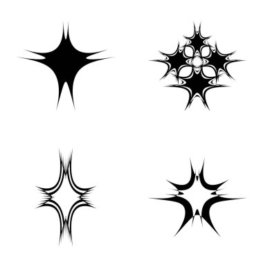 Yıldız patlaması Düz Simgesi Seti Beyaz Arkaplanda İzole Edildi