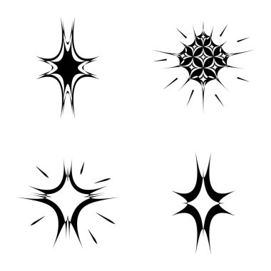 Yıldız patlaması Düz Simgesi Seti Beyaz Arkaplanda İzole Edildi