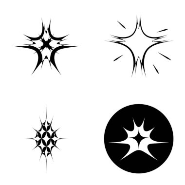 Yıldız patlaması Düz Simgesi Seti Beyaz Arkaplanda İzole Edildi