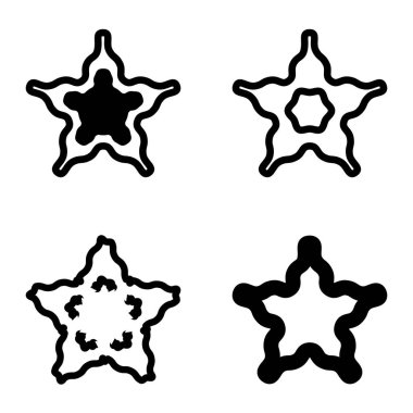 Wave _ star Düz Simge Seti Beyaz Arkaplanda İzole Edildi