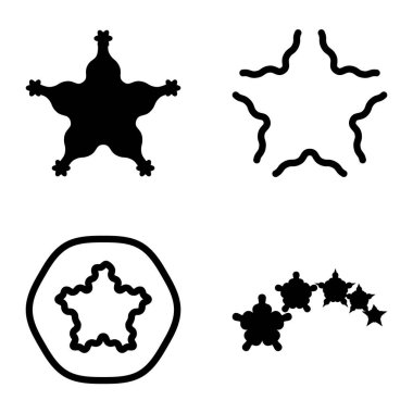 Wave _ star Düz Simge Seti Beyaz Arkaplanda İzole Edildi