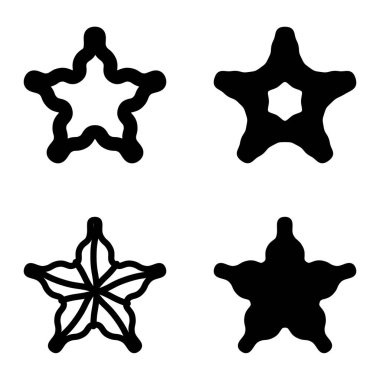 Wave _ star Düz Simge Seti Beyaz Arkaplanda İzole Edildi