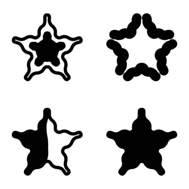 Wave _ star Düz Simge Seti Beyaz Arkaplanda İzole Edildi