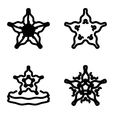 Wave _ star Düz Simge Seti Beyaz Arkaplanda İzole Edildi