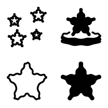 Wave _ star Düz Simge Seti Beyaz Arkaplanda İzole Edildi