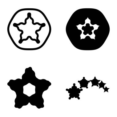 Wave _ star Düz Simge Seti Beyaz Arkaplanda İzole Edildi