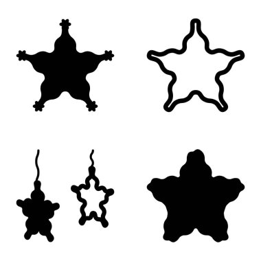 Wave _ star Düz Simge Seti Beyaz Arkaplanda İzole Edildi