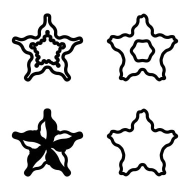 Wave _ star Düz Simge Seti Beyaz Arkaplanda İzole Edildi