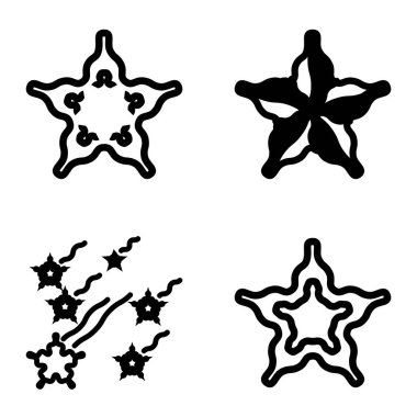 Wave _ star Düz Simge Seti Beyaz Arkaplanda İzole Edildi