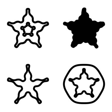 Wave _ star Düz Simge Seti Beyaz Arkaplanda İzole Edildi