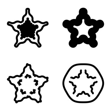 Wave _ star Düz Simge Seti Beyaz Arkaplanda İzole Edildi