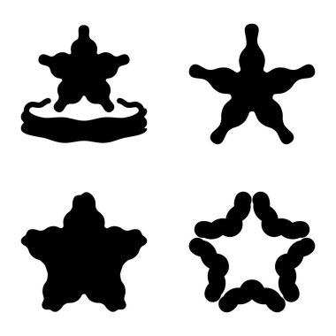 Wave _ star Düz Simge Seti Beyaz Arkaplanda İzole Edildi