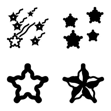 Wave _ star Düz Simge Seti Beyaz Arkaplanda İzole Edildi