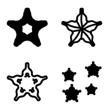 Wave _ star Düz Simge Seti Beyaz Arkaplanda İzole Edildi