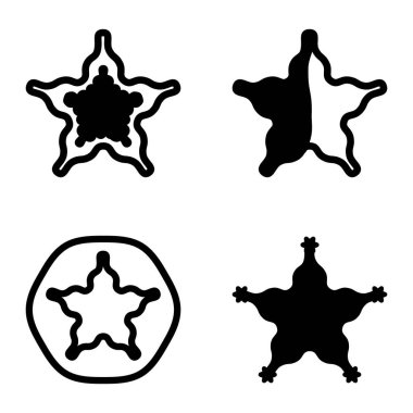 Wave _ star Düz Simge Seti Beyaz Arkaplanda İzole Edildi