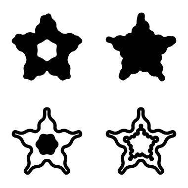 Wave _ star Düz Simge Seti Beyaz Arkaplanda İzole Edildi