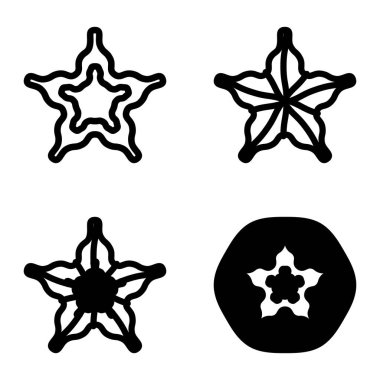 Wave _ star Düz Simge Seti Beyaz Arkaplanda İzole Edildi