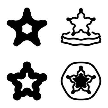 Wave _ star Düz Simge Seti Beyaz Arkaplanda İzole Edildi