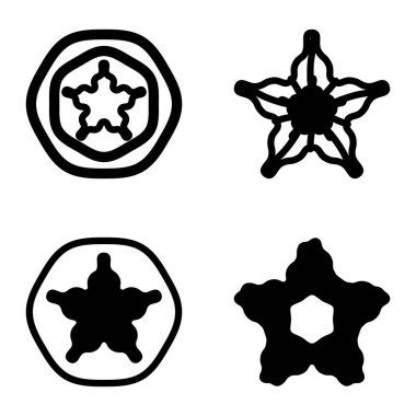 Wave _ star Düz Simge Seti Beyaz Arkaplanda İzole Edildi