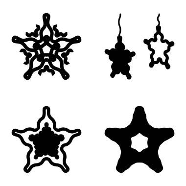 Wave _ star Düz Simge Seti Beyaz Arkaplanda İzole Edildi