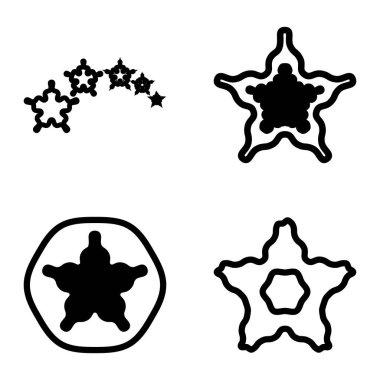 Wave _ star Düz Simge Seti Beyaz Arkaplanda İzole Edildi