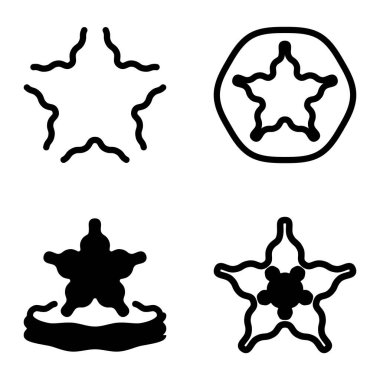 Wave _ star Düz Simge Seti Beyaz Arkaplanda İzole Edildi