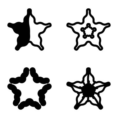 Wave _ star Düz Simge Seti Beyaz Arkaplanda İzole Edildi