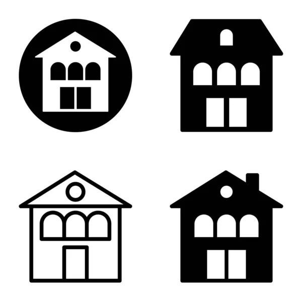 Conjunto Iconos Planos Casas Aisladas Sobre Fondo Blanco — Vector de stock