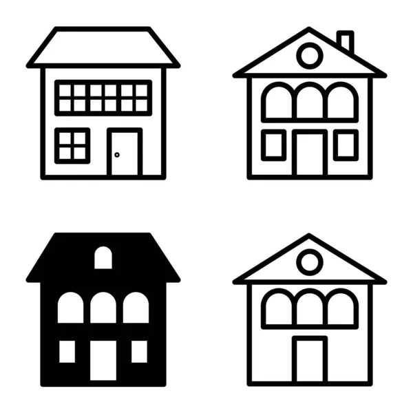 Conjunto Iconos Planos Casas Aisladas Sobre Fondo Blanco — Vector de stock