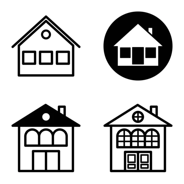 Conjunto Iconos Planos Casas Aisladas Sobre Fondo Blanco — Vector de stock