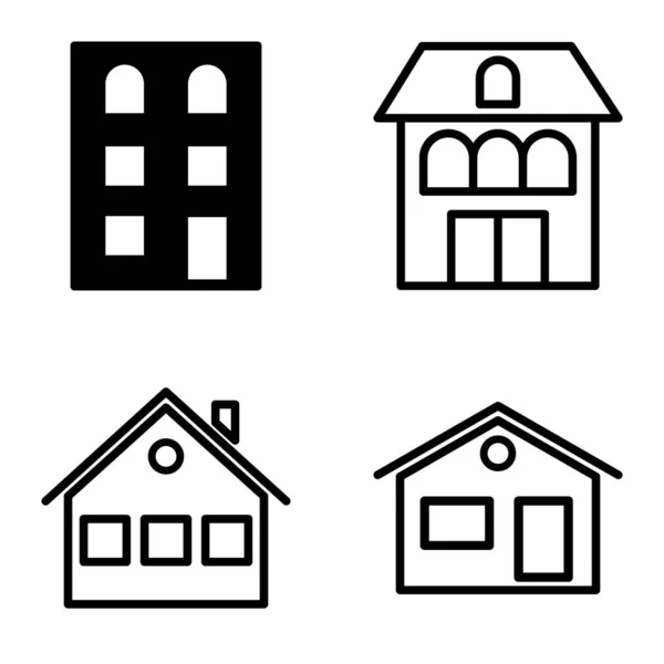 Conjunto Iconos Planos Casas Aisladas Sobre Fondo Blanco — Archivo Imágenes Vectoriales