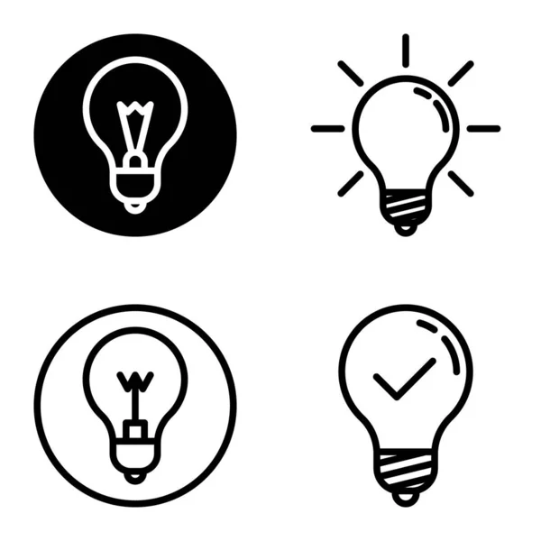 Set Icone Piatte Lightbulbs1 Isolato Sfondo Bianco — Vettoriale Stock