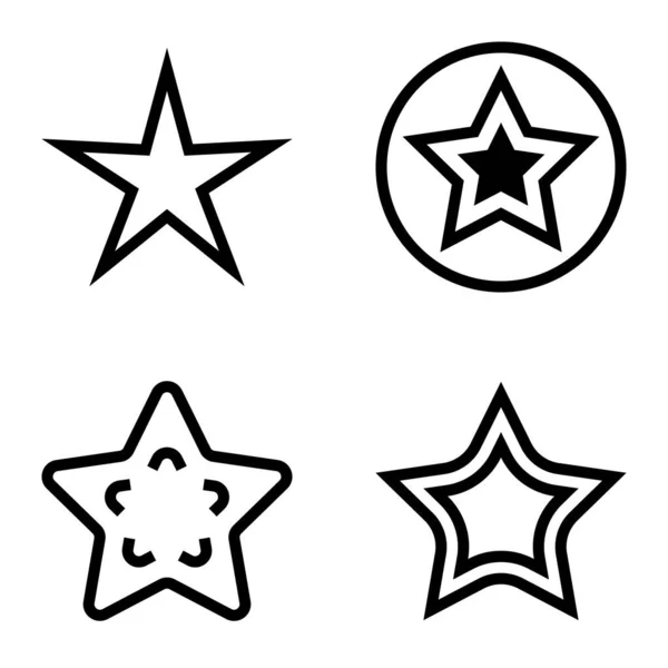Stars Flat Icon Set Isoliert Auf Weißem Hintergrund — Stockvektor