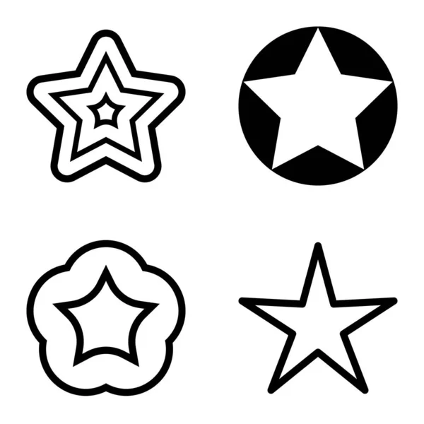 Stars Flat Icon Set Isoliert Auf Weißem Hintergrund — Stockvektor