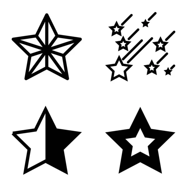 Gwiazdy Płaski Zestaw Ikon Izolowany Białym Tle — Wektor stockowy