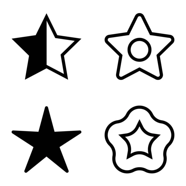 Sterren Platte Pictogram Set Geïsoleerd Witte Achtergrond — Stockvector