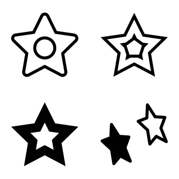 Stars Flat Icon Set Isoliert Auf Weißem Hintergrund — Stockvektor