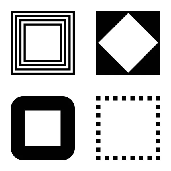 Quadratische Flache Symbole Isoliert Auf Weißem Hintergrund — Stockvektor