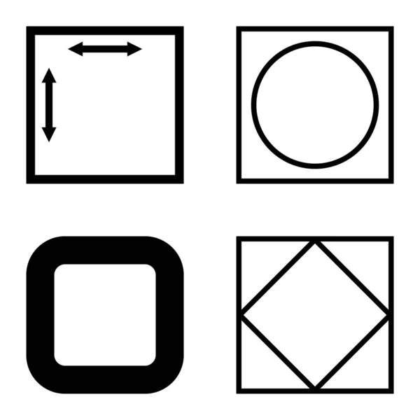 Square Flat Icon Set Isolated White Background — Stock Vector