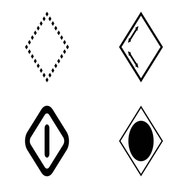 Rhombus Flat Icon Set Isolated White Background — Stock Vector