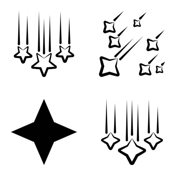 Stars1 2Starfall Flat Icon Set Isoliert Auf Weißem Hintergrund — Stockvektor