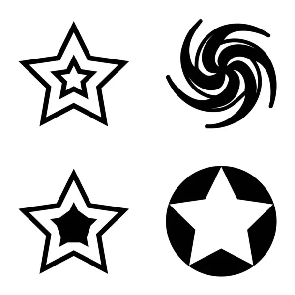 Sterren1 2Starfall Flat Icon Set Geïsoleerd Witte Achtergrond — Stockvector