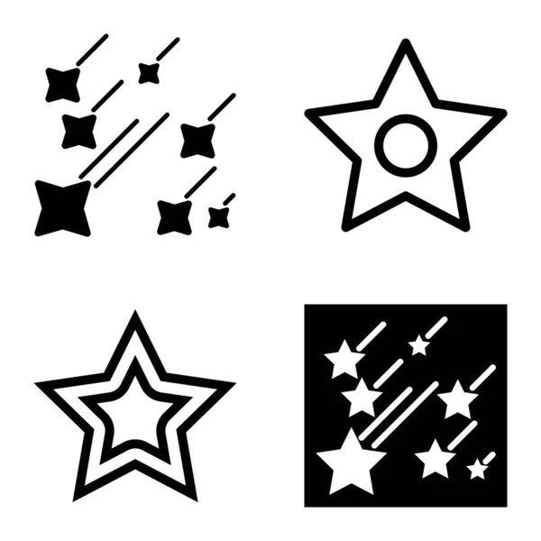 Hvězdy1 2Hvězdný Pád Ploché Ikony Sada Izolované Bílém Pozadí — Stockový vektor